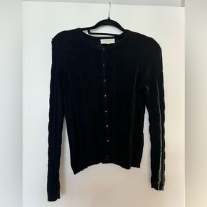 Sezane Black Cable-Knit Button Cardigan